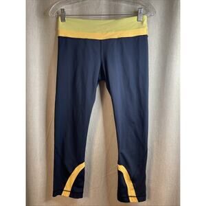 Lululemon Run Inspire Crop II Leggings Size 6 Women’s Navy & Yellow Workout Gym